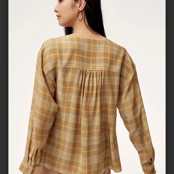 Aritzia Cairo gold Macee blouse (checkered blouse) - Picture 4 of 14